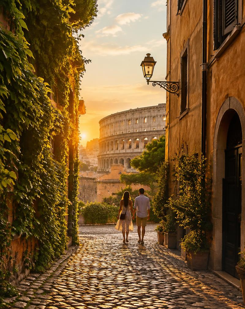 Rome rooftops and historic architecture
